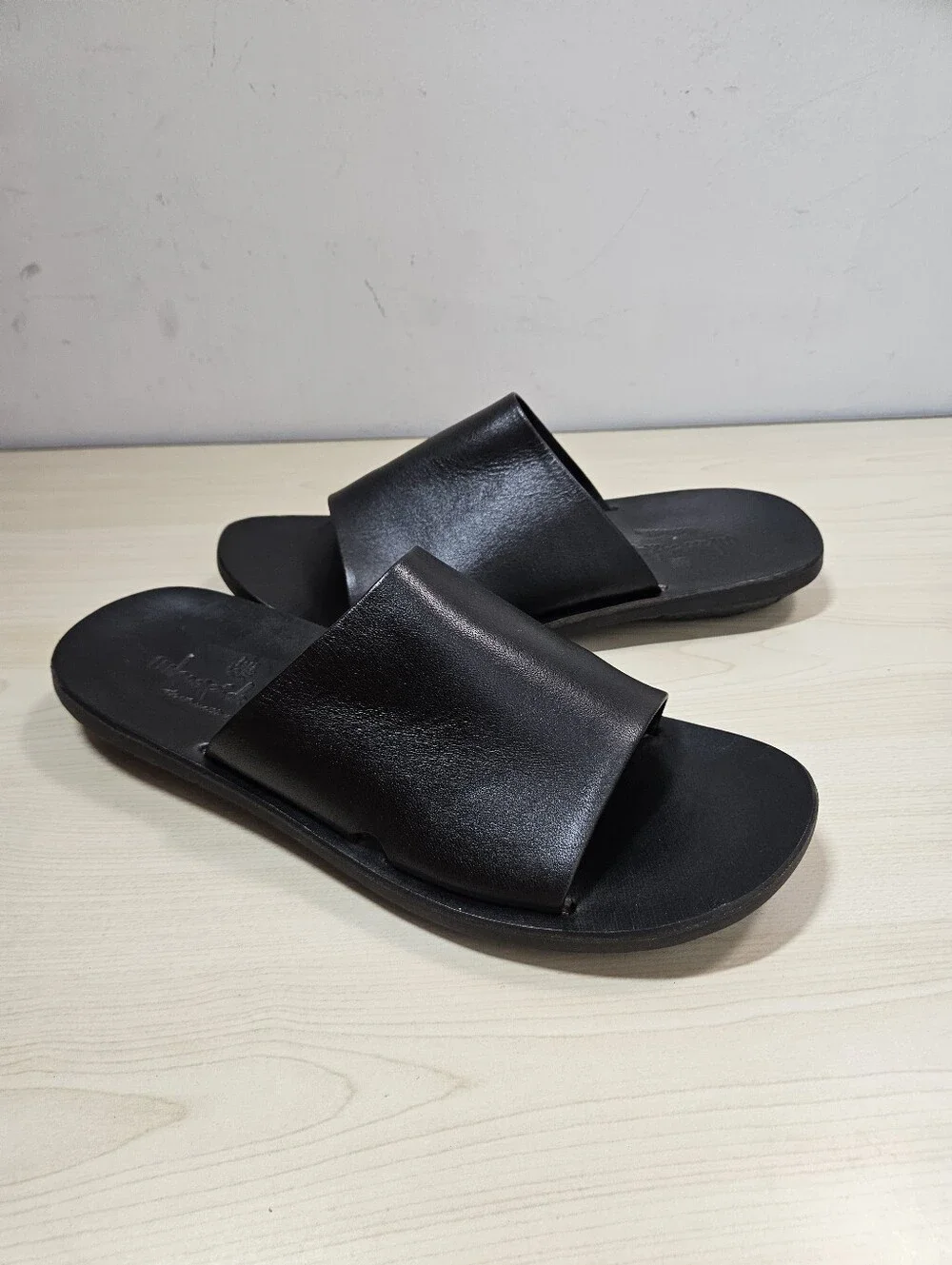 whoop-de-doo Italian Leather Shower Sandals Open Toe Black 19447175 Japan Men 40